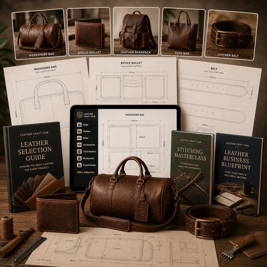 Professional leather patterns printed with dimension callouts